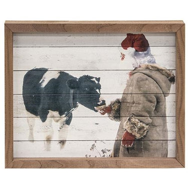 Santa and Calf Framed print, 10